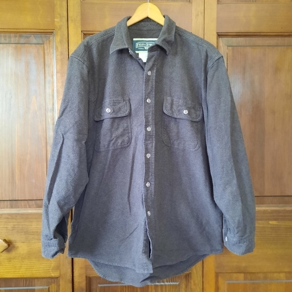 NWOT Field & Stream 100% cotton dark brown thick flannel button down shirt - Picture 1 of 10